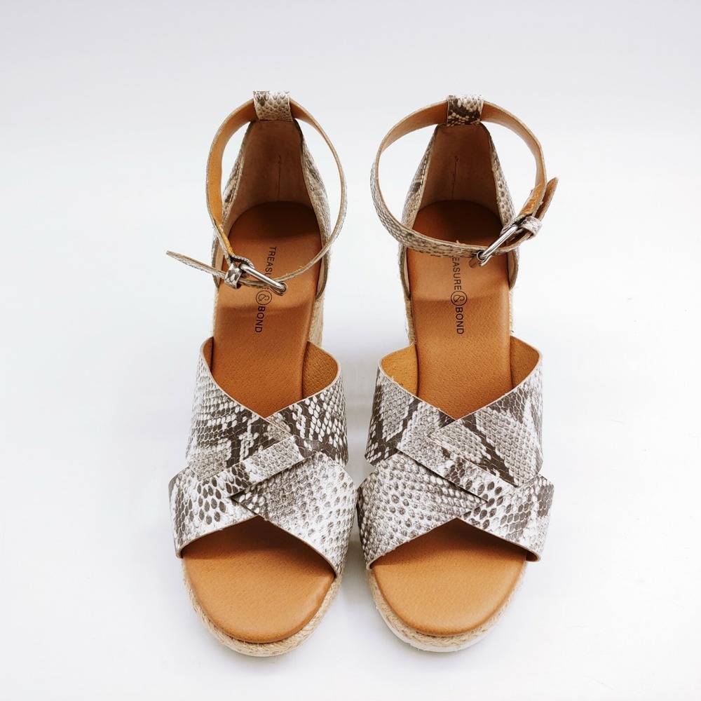 Treasure & Bond Shoes Womens Poppy Espadrille Wedge Sandals Snake Print 6‎